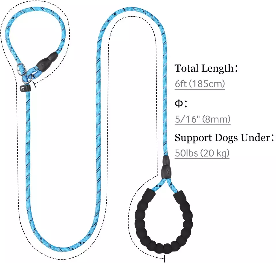 Pet Supplies High Reflective Dog Leash,with Comfortable Handle,best for Medium Dogs with Leather DOT Nylon Rope Dog Leash CN;ZHE