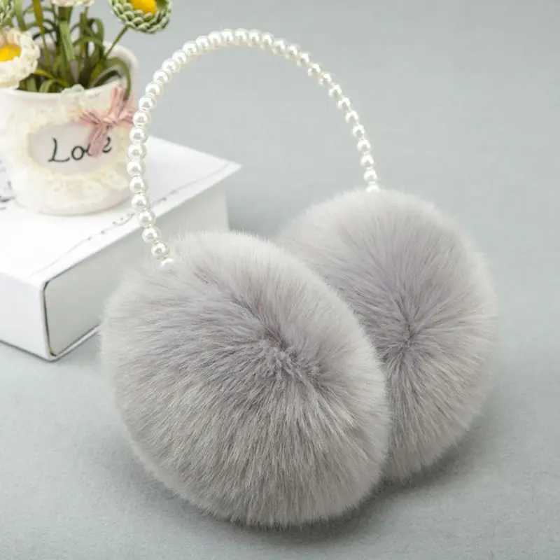 Women Girls Winter Plush Earmuffs Imitation Pearl Beaded Headband Thicken Ear Warmer Princ Kids Party Styling HeaearXJ241126