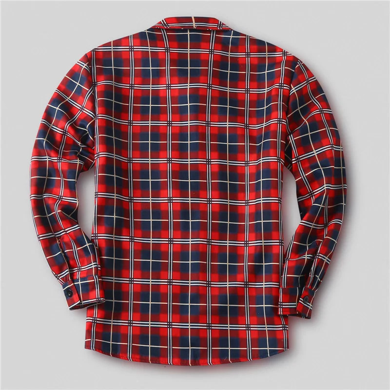 Winter mens plain flannel shirt thick wool jacket bedding lining long sleeves red checkered shirt mens Camisas De Hombre 241126