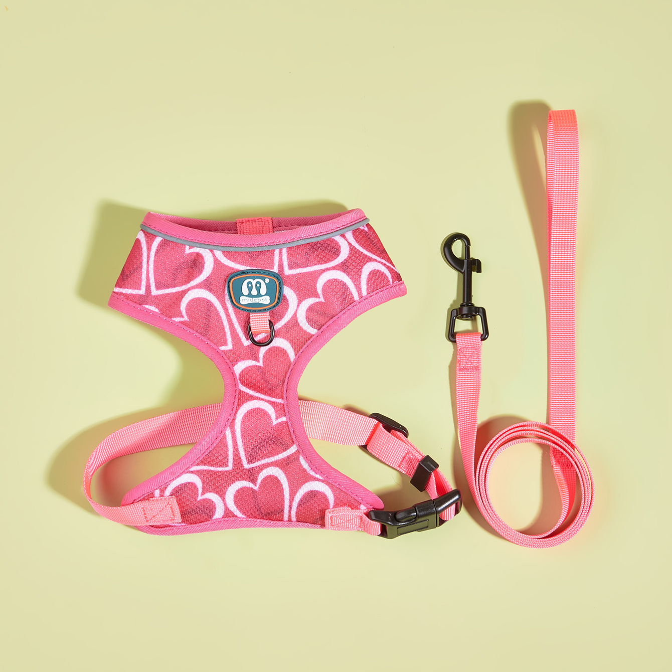 MIDEPET Wholesale Custom LOGO Accept Soft Mesh Design Reflective Sublimation Dog Harness And Leash Set For Small Medium Pet
