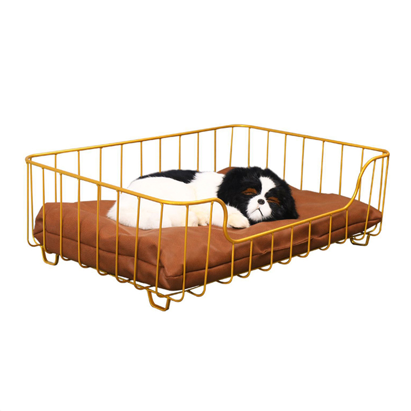 Solid wrought iron pet beds frame design with soft scientific cloth pad easy to clean