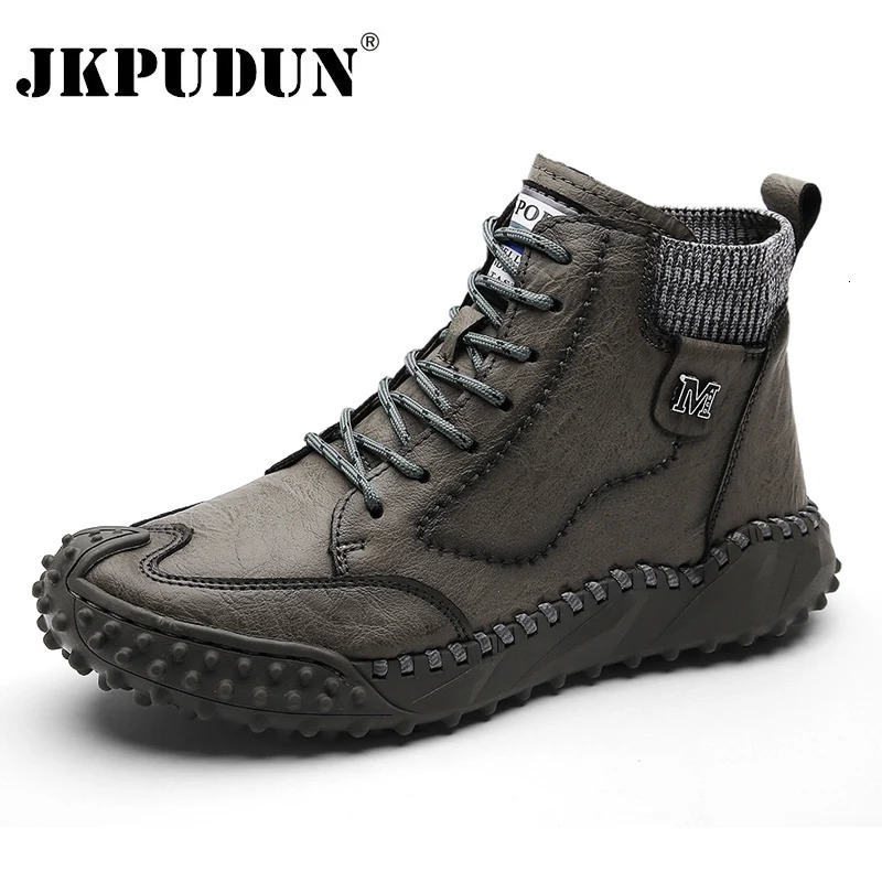 Winter Warm Mens Casual Shoes Fashion Mens Leather Boots Comfortable Mens Ankle Boots Outdoor High Quality Hiking Boots Men 241114