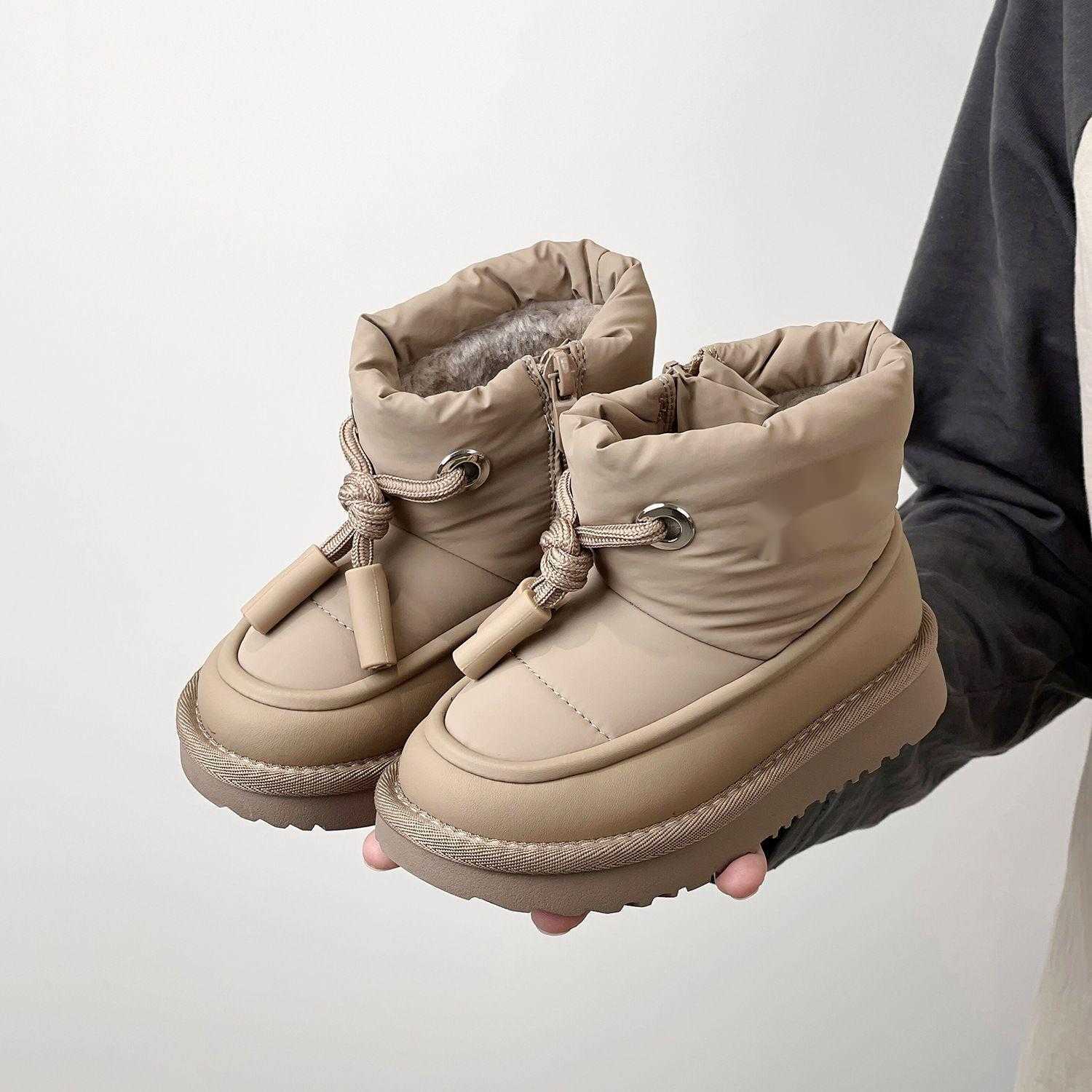 Boots Childrens Snow Boots 2024 Winter New Boys Non-slip Waterproof Cotton Boots Girls Cashmere Thick Cotton Warm Shoes Y251126
