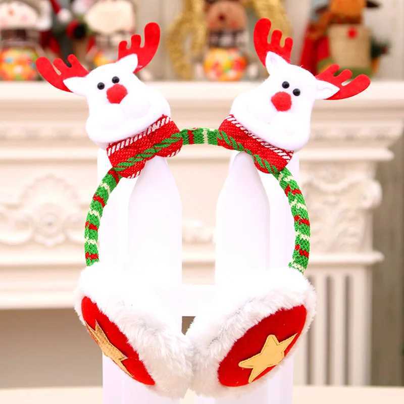 Christmas Headband Deer Santa Haiands Adult Kids Girls Boys Plush Warm Earmuff Xmas Party Cosplay Ear Cover EarwarmerXJ241126