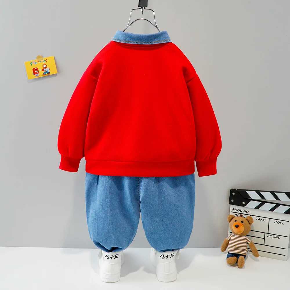 Clothing Sets Baby Boys Clothes Set Newborn Infant Autumn Suit Cartoon Bear Sweatshirt Tops Jeans 2Pcs Outfits for Toddler Kids Sport Clothing H241126