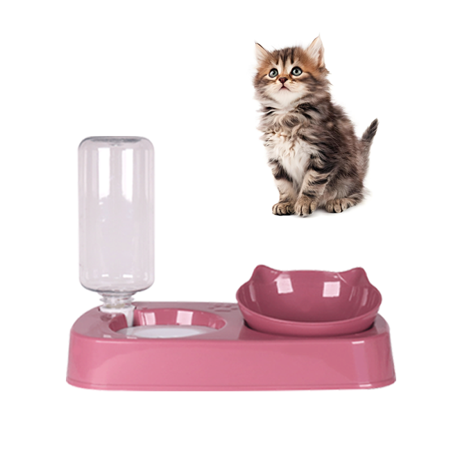 New Arrival 2 IN 1 Larage Capacity Pet Plastic Feeding Watering Bowl Cat Semi-Automatic Water Feeding Bowl