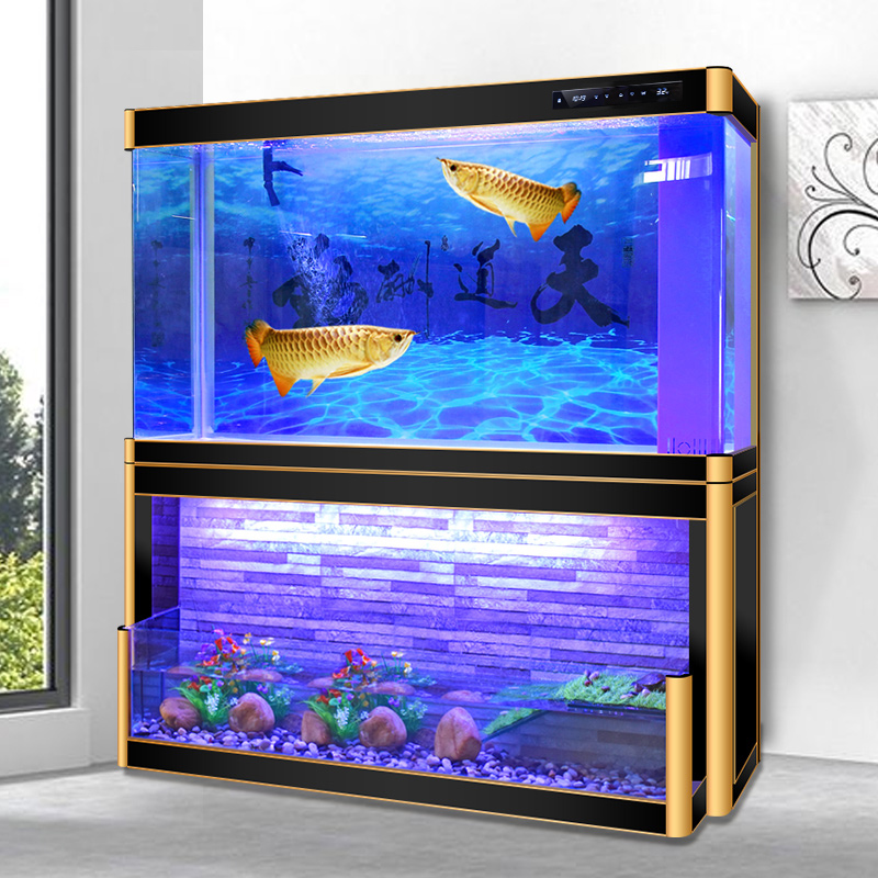 Water curtain wall living room golden dragon fish tank Turtle tank aquarium bottom filter glass large customization