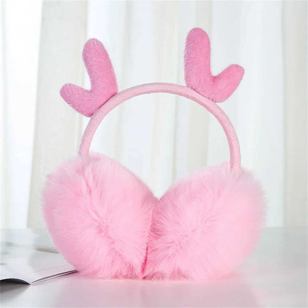 Christmas Ear Muffs Winter Earmuffs Warm Deer Antlers Earmuffs Women Headphones Ear Protection New Fur Elk Earmuffs Soft CuteXJ241126