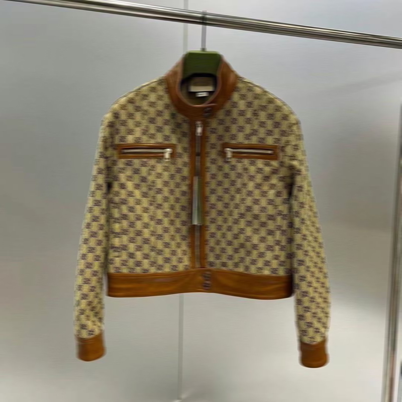 Women's suit coat Fashion Full Letter Jacquard Vintage Stand Collar Jacket Patchwork Jacket Skirt Women's Luxury High Quality Women's Asian Sizes S-XL