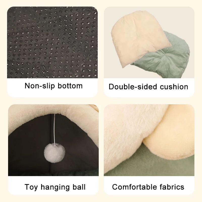 Mechanical Wash Warm Cat Bed Pet Basket Cozy Kitten Lounger Cushion Round Cat House Tent
