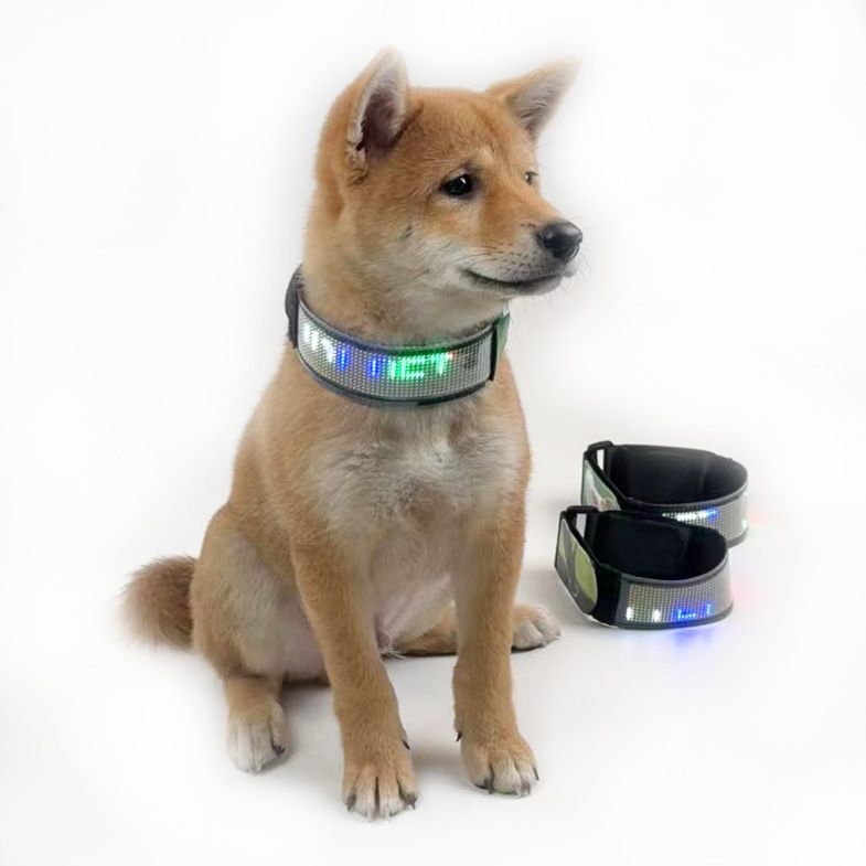 Wholesale DIY LED Display Glowing Collar Luminous Flashing Necklace Outdoor Walking Night Safety Pet Collar With APP Control