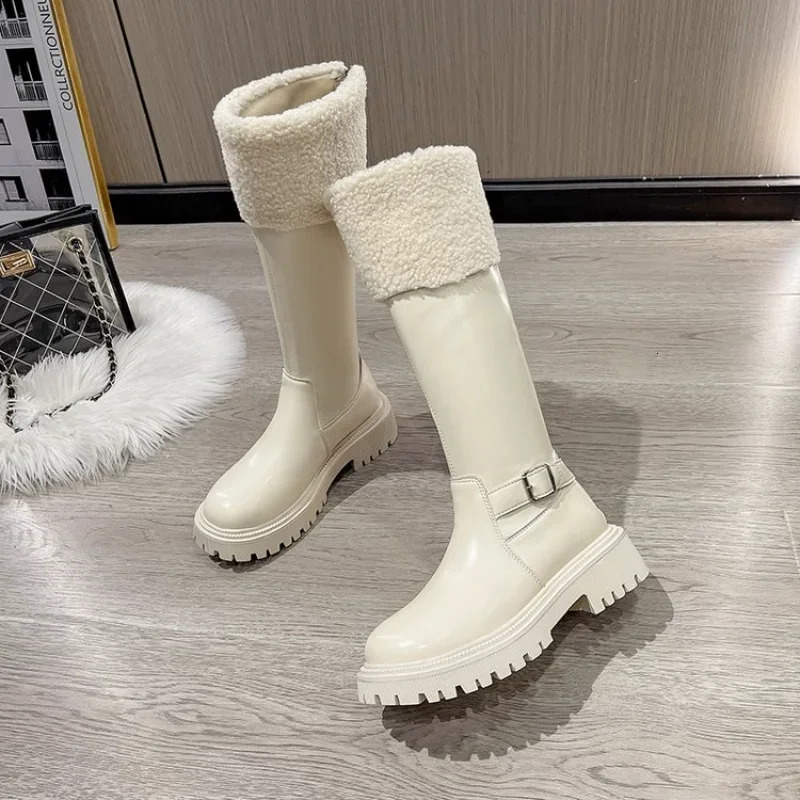 Snow Boots For Women Round Toe Female Shoes Zipper Flat Heel Winter Footwear Boots-Women Ladies 2024 Over-the-Knee Med Short Plu 241126
