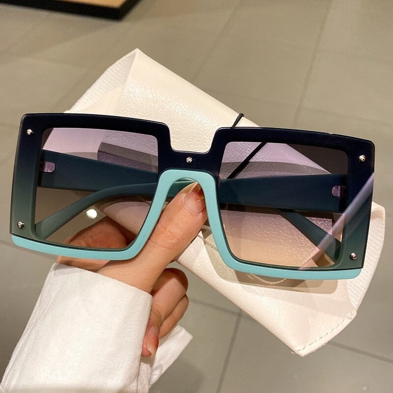 Men's and women's fashion personality sunglasses, street sunglasses large frame square UV sunglasses