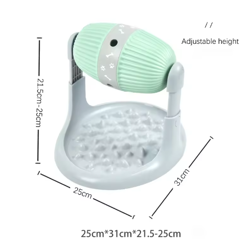 Custom wholesale Adjustable Height IQ Puzzle Training Dog Slow Feeder Cat Rotating Leakage Roller Toy Pet Food Dispenser Bowl