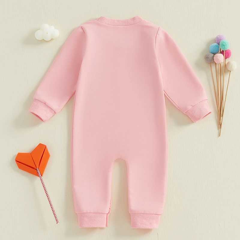 Clothing Sets Adorable Baby Girls Valentine s Day Romper with Heart Embroidery and Long Sleeves - Cute Toddler Jumpsuit for Stylish H241126