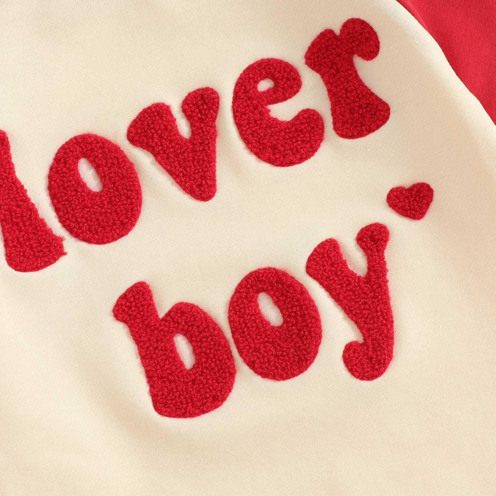 Clothing Sets Baby Boy Autumn Romper Valentine Day Clothes Letter Embroidery Contrast Color Long Sleeve O Neck Jumpsuit for Toddlers Infant H241126