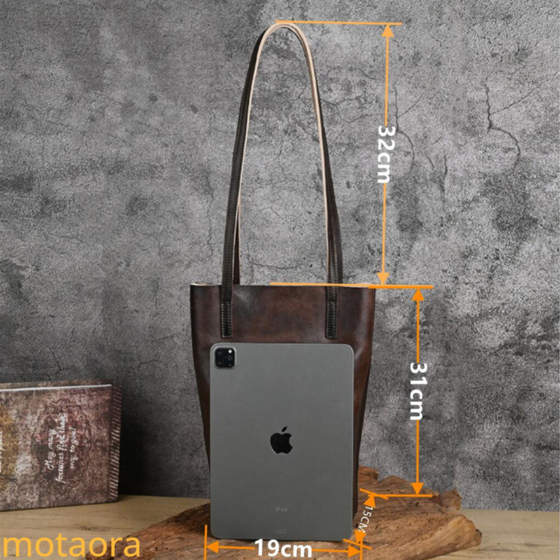 Retro Hand-Printed Women's Bag For Women Genuine Leather Bucket Handbags Long Handle Lady Designer Shoulder Bags Open BagVoyage