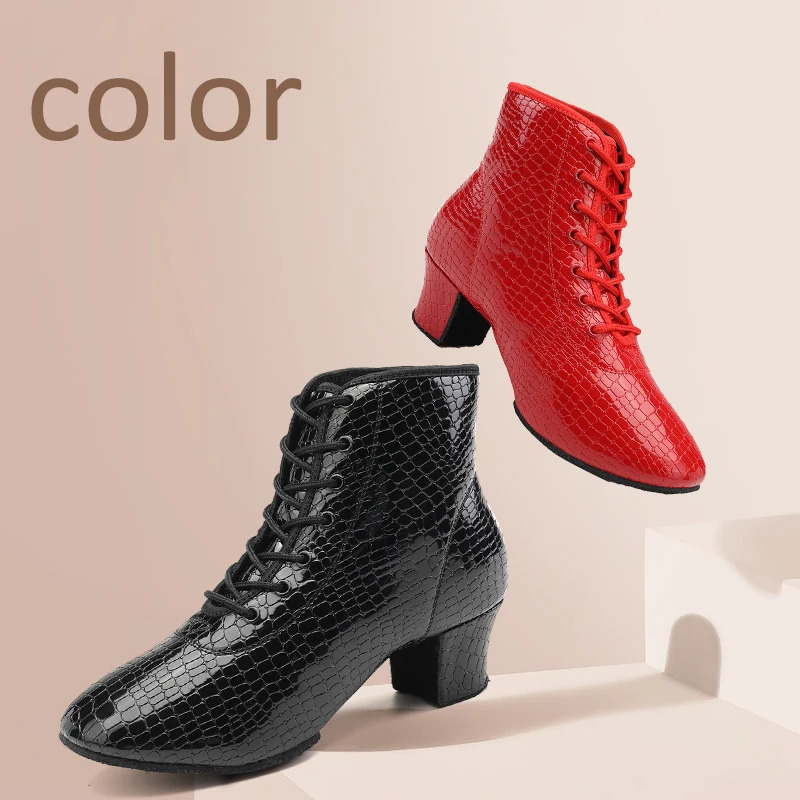 Womens Latin dance shoes smooth dance floor tango shoes stone pattern suede rubber sole waltz dance boots direct 241126