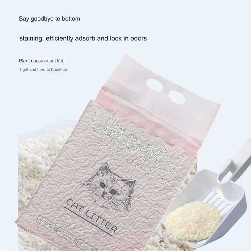Factory wholesale cat cleaning supplies plant health dust-free and non-stick plant starch cassava cat litter