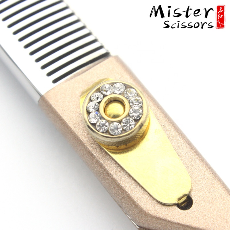 Rose Gold Professional Pet Grooming Scissors Kit Fishbone Teeth Thinning Scissors 7.5 inch 440C Stainless Steel