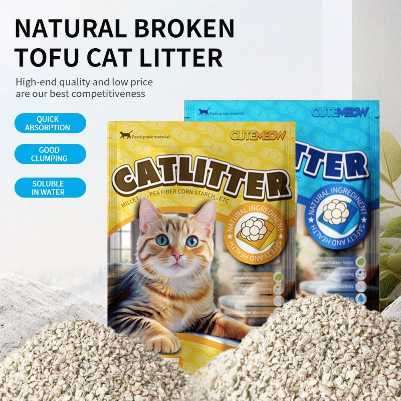 Broken Tofu Cat Sand Biodegradable Clumping Original Crushed Tofu Cat Litter