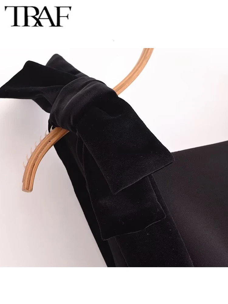 TRAF autumn womens dress ultra-thin chic sleeveless dress bow casual mini frog womens fashionable elegant short skirt 241125