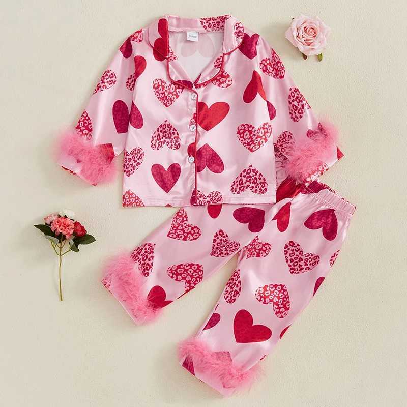 Clothing Sets Women s 2-Piece Valentine s Day Pajama Set with Long Sleeve Heart Print Shirt and Cozy Pants for Sleepwear H241126
