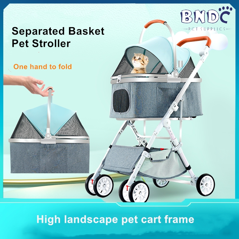//Hot Sale Luxury 4 Wheels Folding Easy to Assemble Pet Trolley Dog Stroller Factory Price