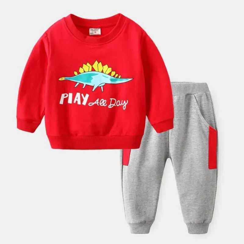 Clothing Sets Spring Boys Clothes Sets Kids Sport Suit Children Clothing Dinosaur Pullover Sweater + Pants 2Pcs Kids Sportswear Clothes Suit H241126