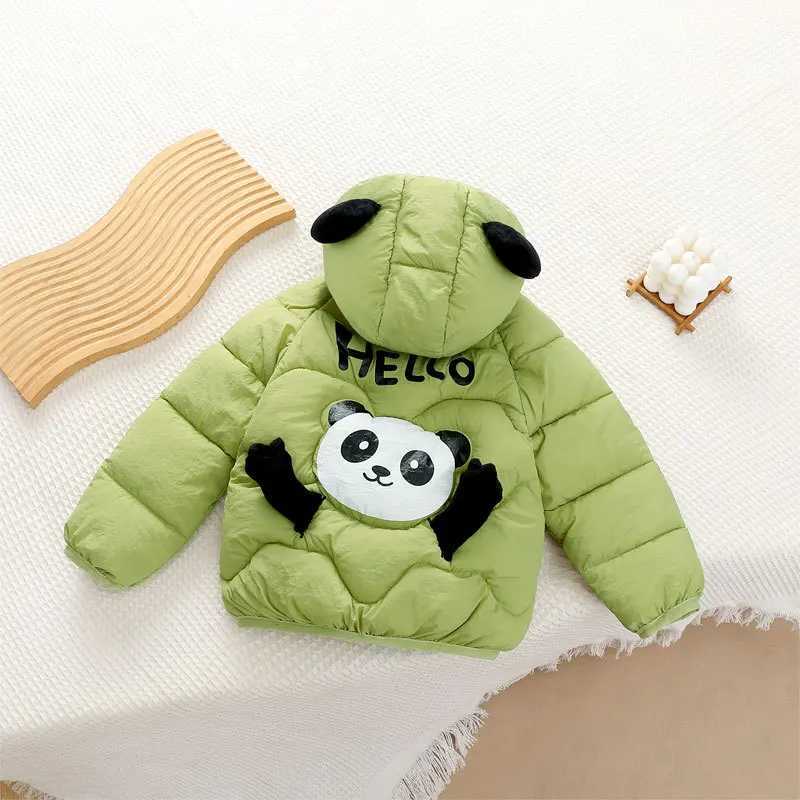 Down Coat Cute panda childrens winter warm coat for boys and girls hooded short down cotton autumn cartoon clothing H2411235JCD