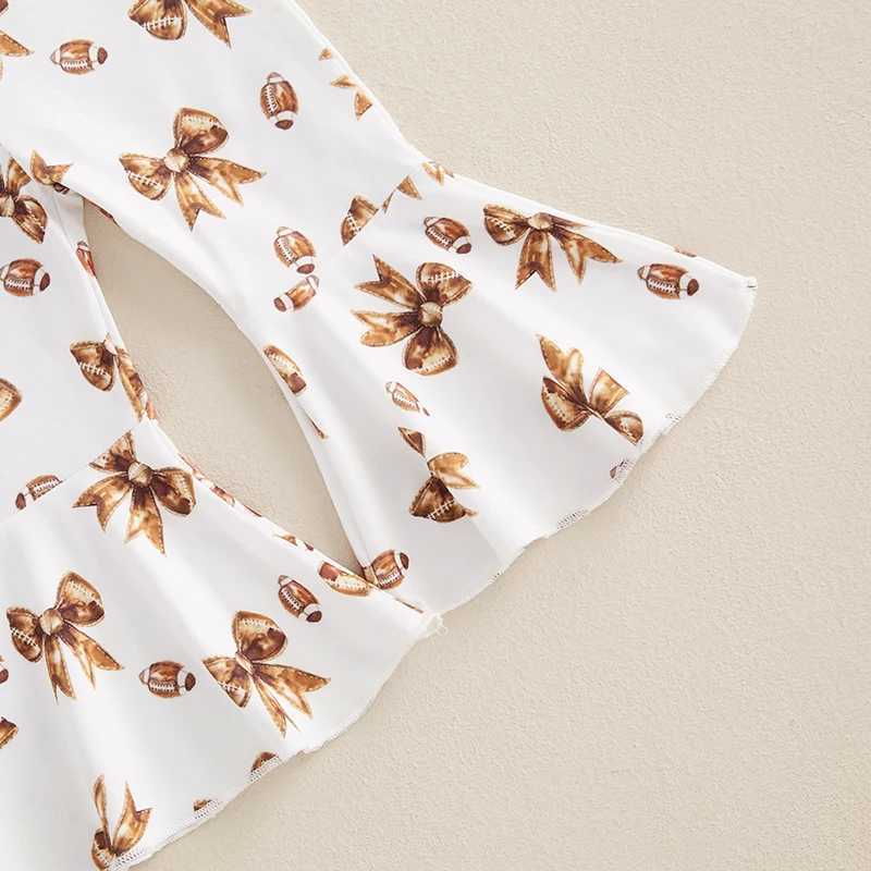 Clothing Sets Toddler Baby Girls Football Outfits Autumn Fashion Long Sleeve Bow Embroidery Sweatshirt and Pants 2Pieces Kids Sets 0-3Years H241126
