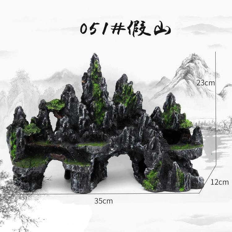 Large Fish Tank Decorations Mountain View Aquarium Ornament Tree House Cave Bridge Fish Tank Decoration