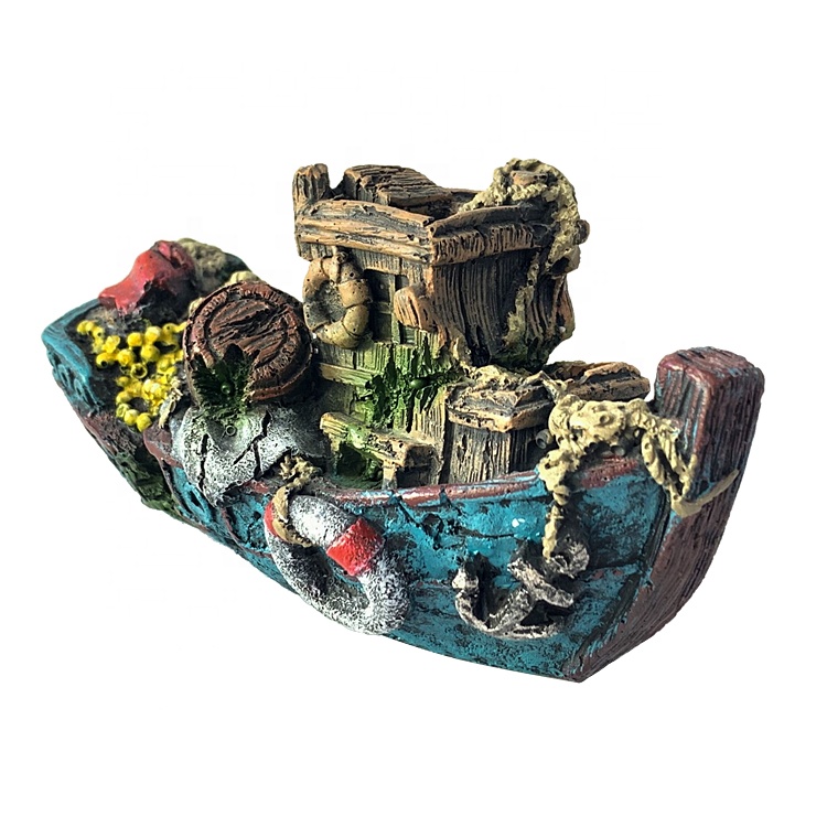 Aquarium decoration small size resin boat ship fish tank ornament decor
