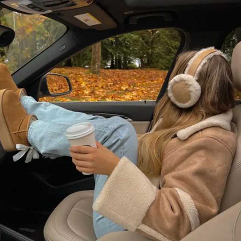 Autumn Winter Women Ear Muffs Suede Fabric Plush Fashion Soft Cold-proof Earmuffs Color Blocking Delicate Cute Warm HeadphonesXJ241126