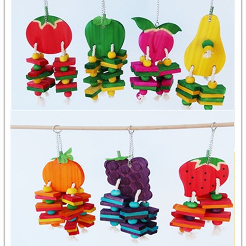 Multicolored Wooden Blocks Flying Pet Bird Chew Toy for Bird Toy Parrot Parts