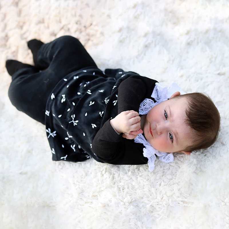 Clothing Sets Baby girls top skinny pants kids set new fall autumn winter velour clothes girls top 3 diagonal closed layers size 3m-36m H241126