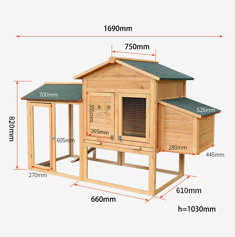 Hot Sales Fast Shipping Large Outdoor Waterproof Wooden Chicken Coop for Hens
