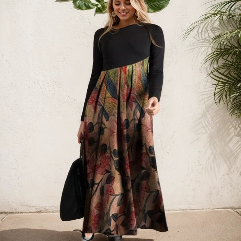 Fashion Women Shirt Dress Long Sleeve O Neck Chic Printing Dresses Autumn Female Casual Ladies Office 241112