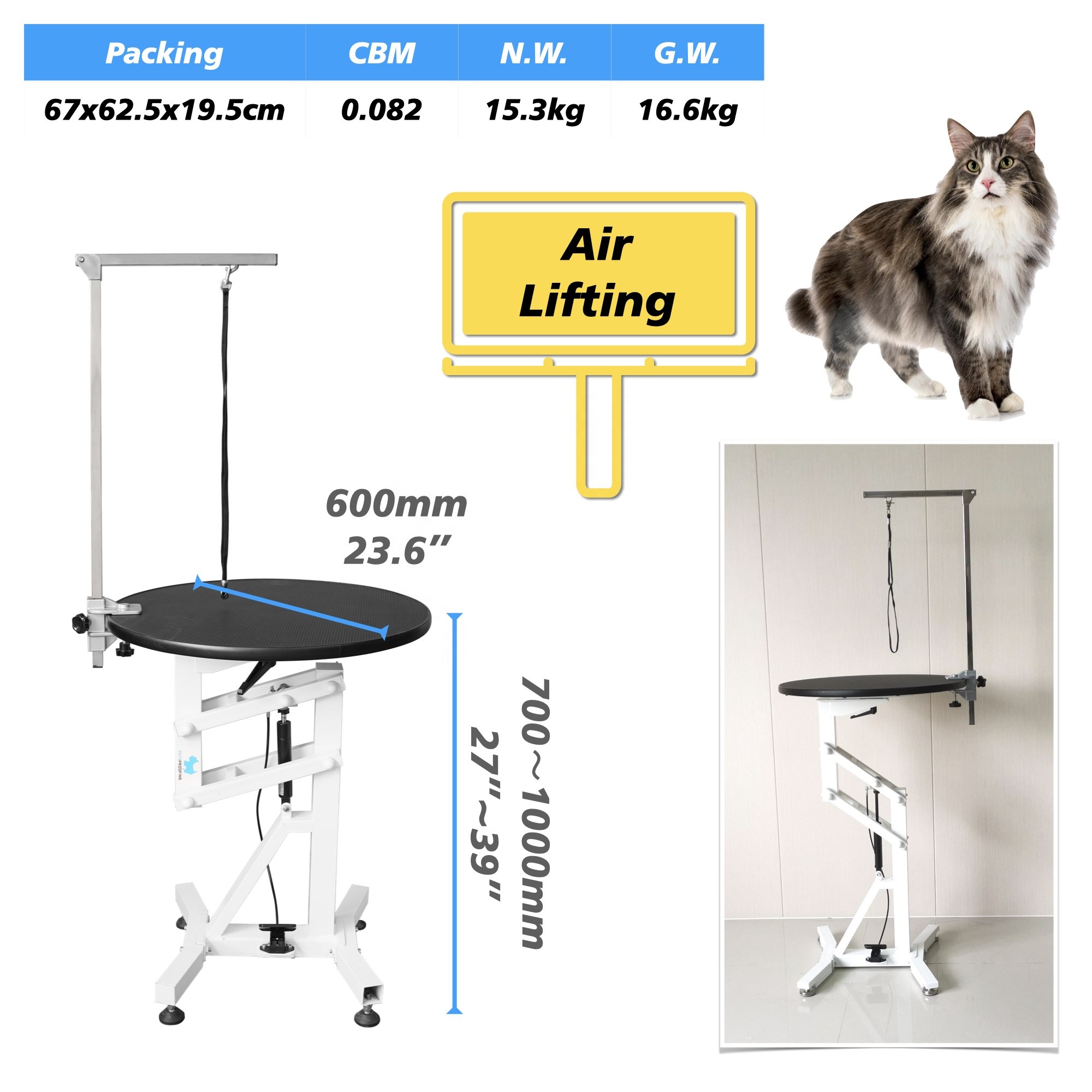 Petsproofing Portable Veterinary Vet Hospital Round Grooming Table Home Electric Metal Spray Small Pets Pet Grooming Table