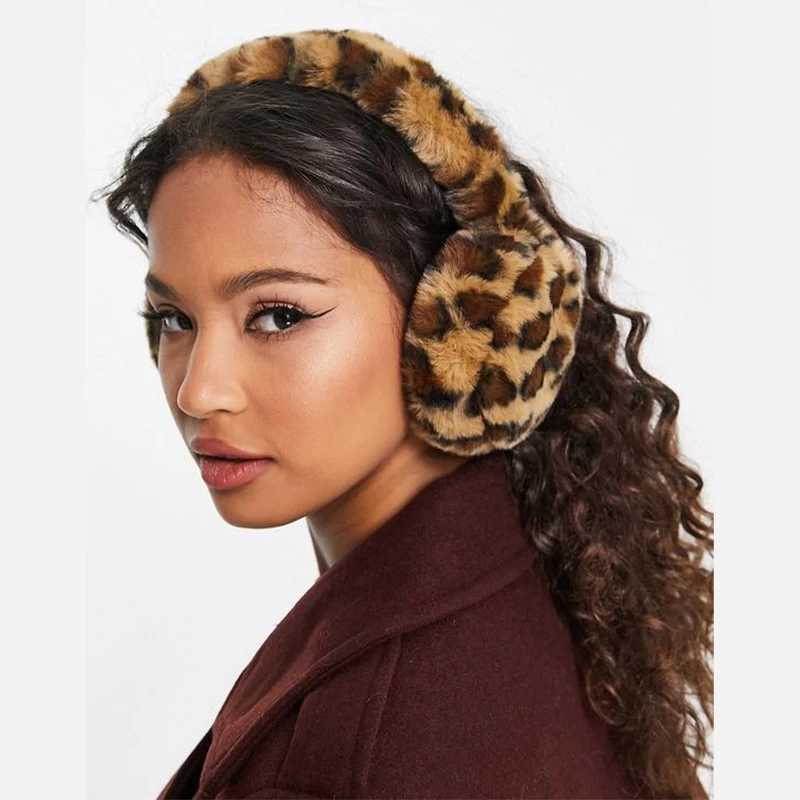 1pcs Leopard Print Soft Plush Ear Warmers Winter Warm Earmuffs Fashion Earmuffs Outdoor Cold Folding EarmuffsXJ241126