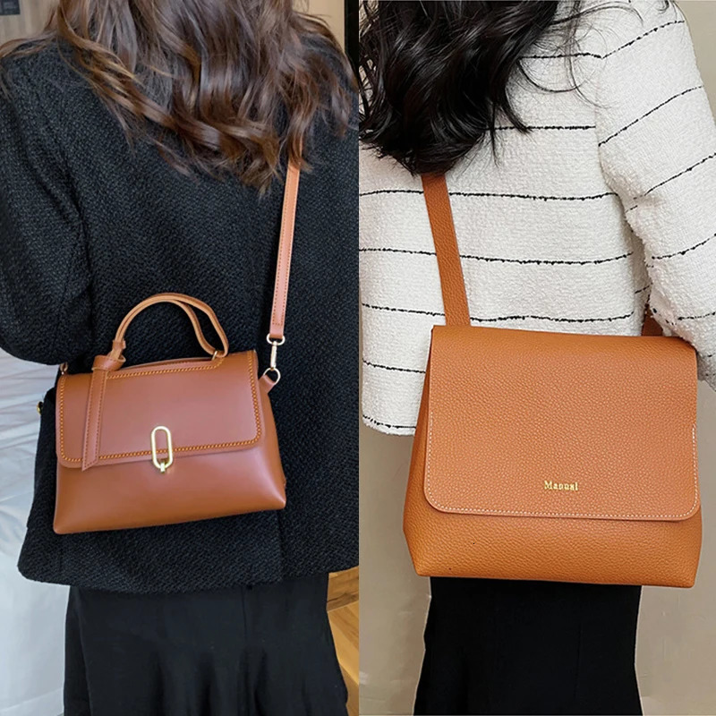 Women Shoulder Handbag Easy Bag Making Kit Handmade DIY PU Leather Knit Set Material Accessories for Hand Sewing 241125