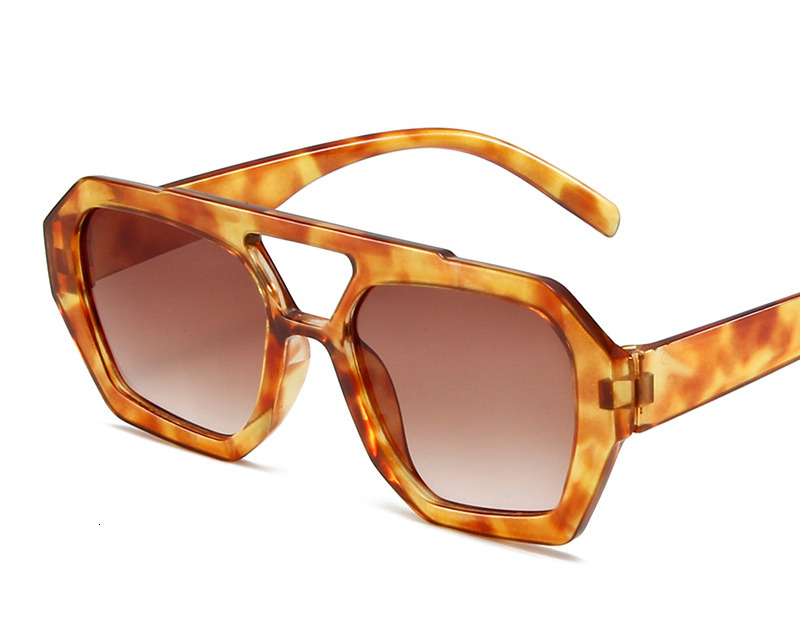 Men's and women's trends leopard print sunglasses Square fashion all-in-one sunglasses Daily commute minimalist glasses