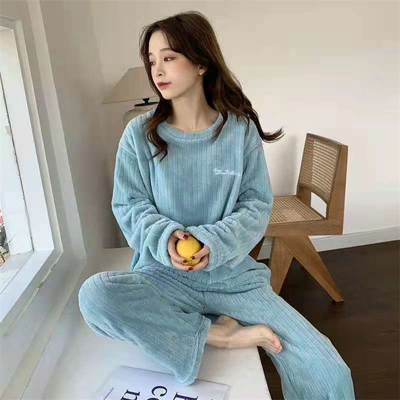 Winter Womens Pajamas Homewear Suit Fall and Warm Clothes Coral Velvet Leisure Padded y241121