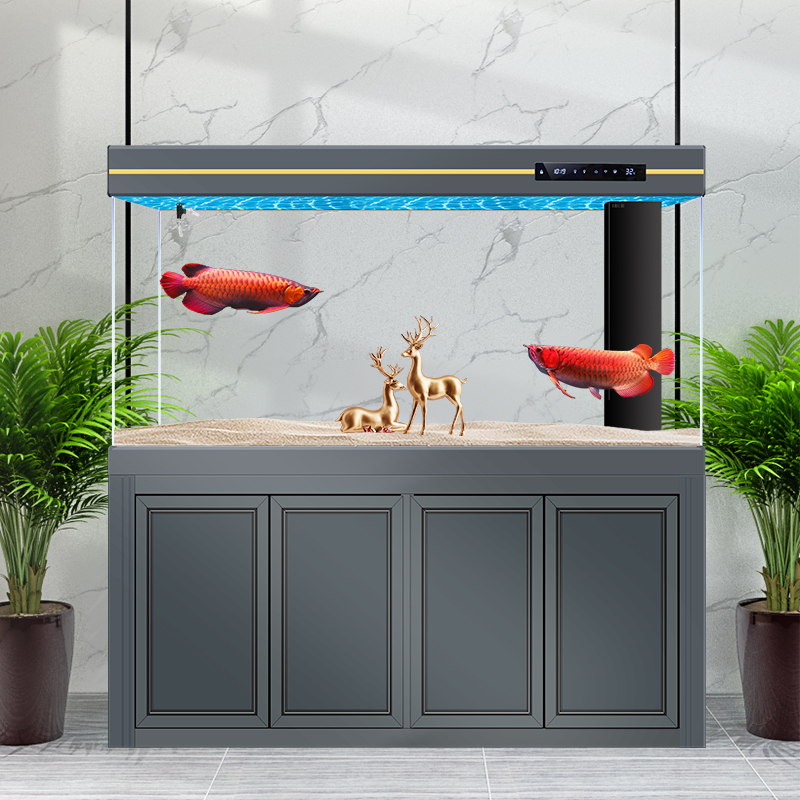 Large fish tank glass aquarium living room dragon fish tank 1.2m 1.5m 1m 3M aluminum alloy bottom cabinet bottom filter