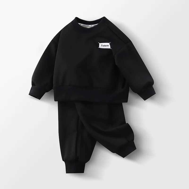 Clothing Sets Winter Boys Girls Clothing Sets Autumn Children Solid Fleece Sweatshirts Pants 2Pcs Tracksuit Suits For Kids Clothes 2-10 Years H241126