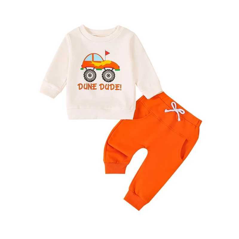 Clothing Sets Toddler Boy 2-Piece Autumn Set with Long Sleeve Vehicle Print Sweatshirt and Loose Trousers - Kids Fall Clothing H241126