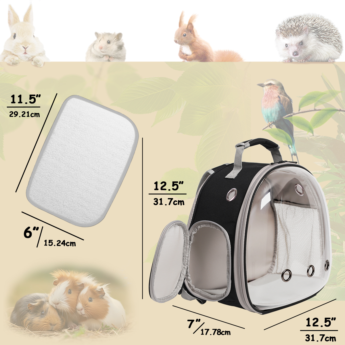 On Sale Mini Animal Bearded Dragon Carrier Accessories Small Pet Backpack for Travel