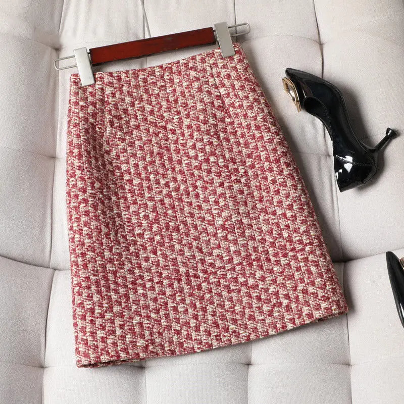 Womens thick tweed wool skiing high waist short mini perfume retro skiing elegant skateboarding autumn winter 241125