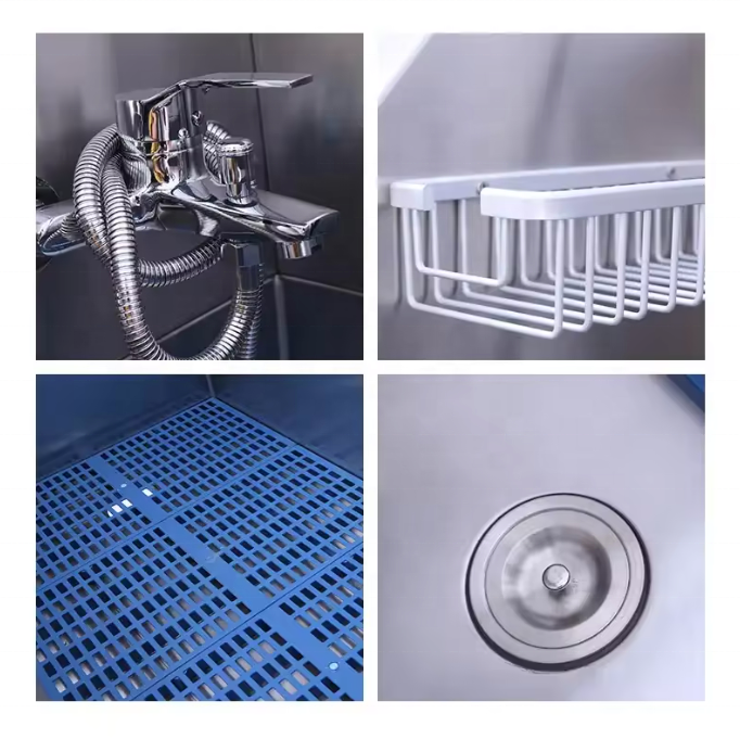 USMILEPET Professional Stainless Steel Pet Dog Bath Tub with Steps Faucet and Walk-in Ramp For Pet Grooming Shops