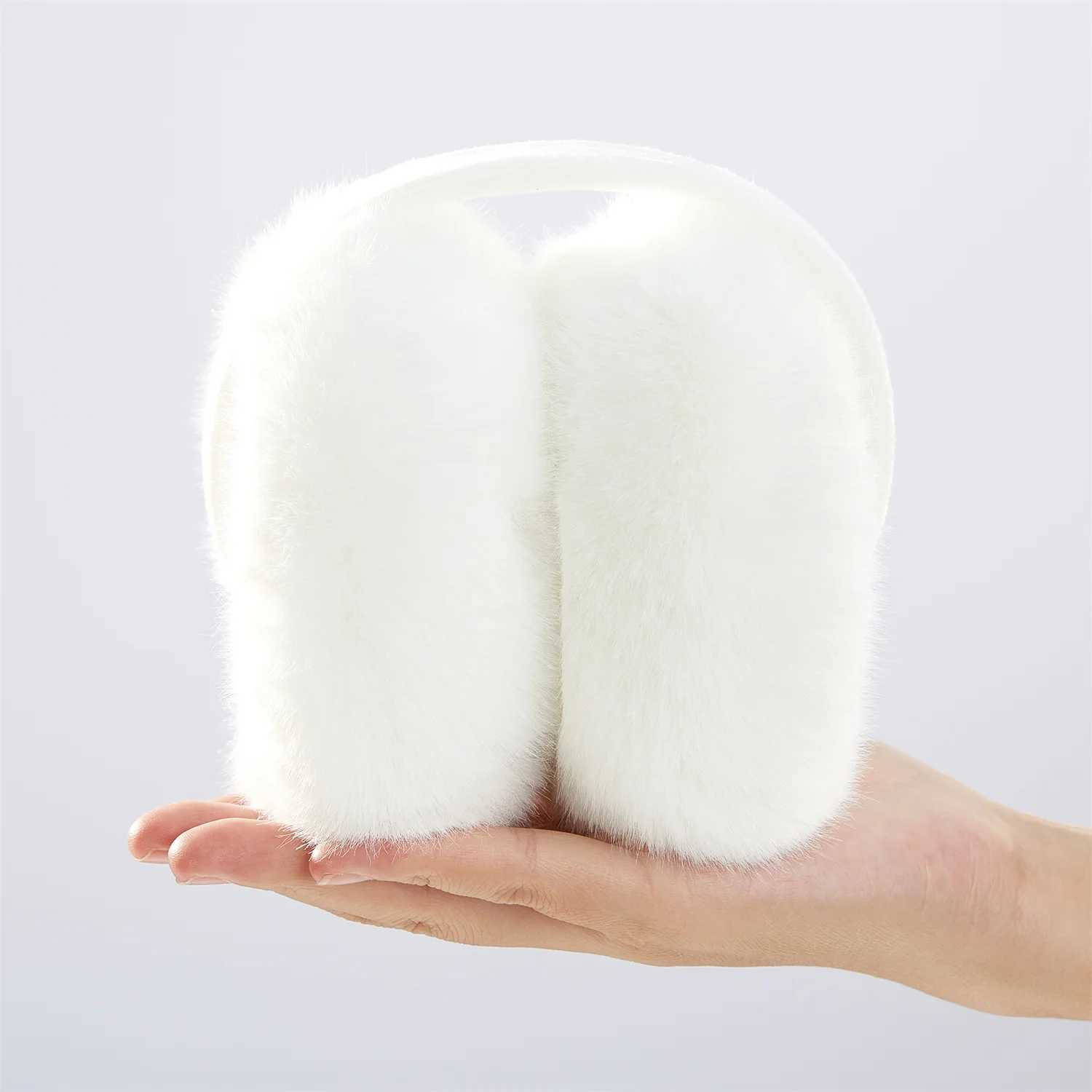 Anjj Classic White Earmuffs Winter Fashion Plush Warm Windproof Ear Muffs Imitation Rabbit Fur Man Woman AccoriesXJ241126